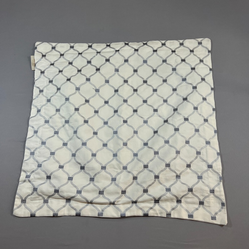 Nina Home By Nina Campbell Euro Sham Cover 26" X 26" White Gray Embroidered